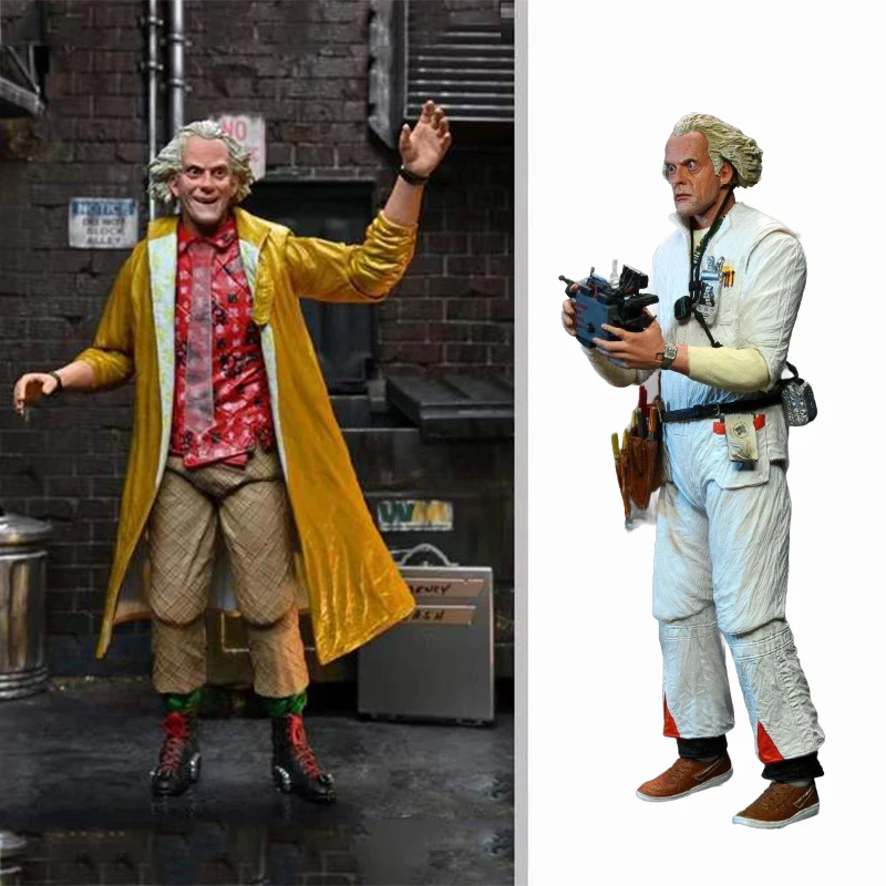 

18cm NECA Back To The Future Action Figures Doc Brown Model Joint Movable Dr.Doc Brown Figure PVC Collectible Ornaments Toy Gift