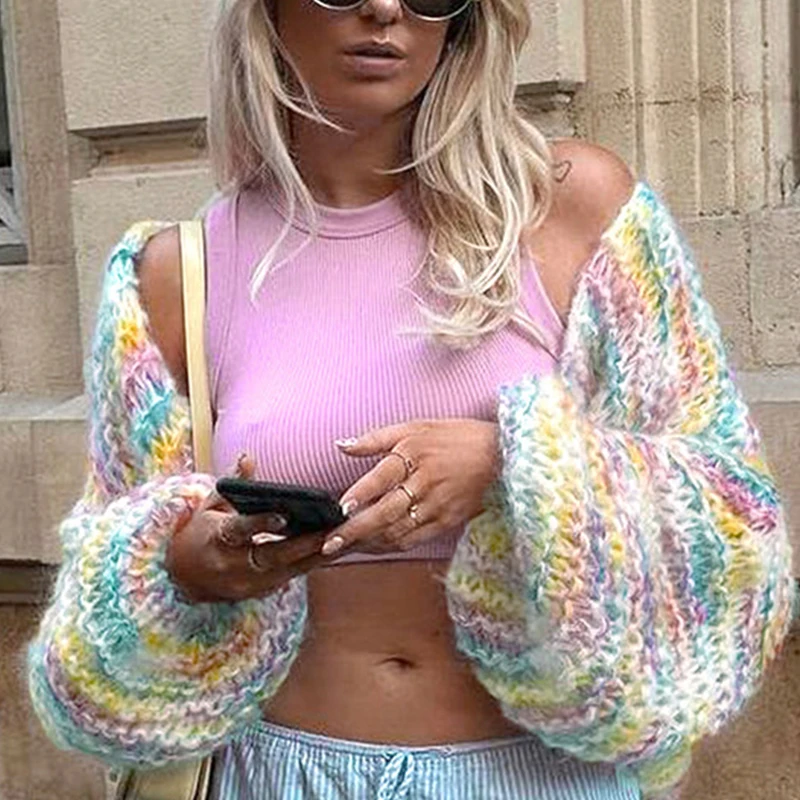 Fashion Ladies V-neck Long Sleeve Cardigan 2023 Autumn Streetwear Loose Coats Elegant Rainbow Crochet Hollow Knitted Outerwear
Fashion Ladies V-neck Long Sleeve Cardigan 2023 Autumn Streetwear Loose Coats Elegant Rainbow Crochet Hollow Knitted Outerwear