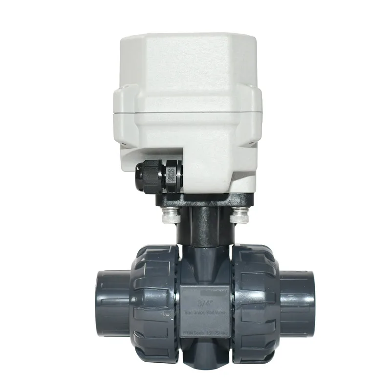 

DN20 3/4'' BSP/NPT/Glue End UPVC True Union 2-Way Motorised Ball Valve DC12V/24V Electric Valve With Manual Override