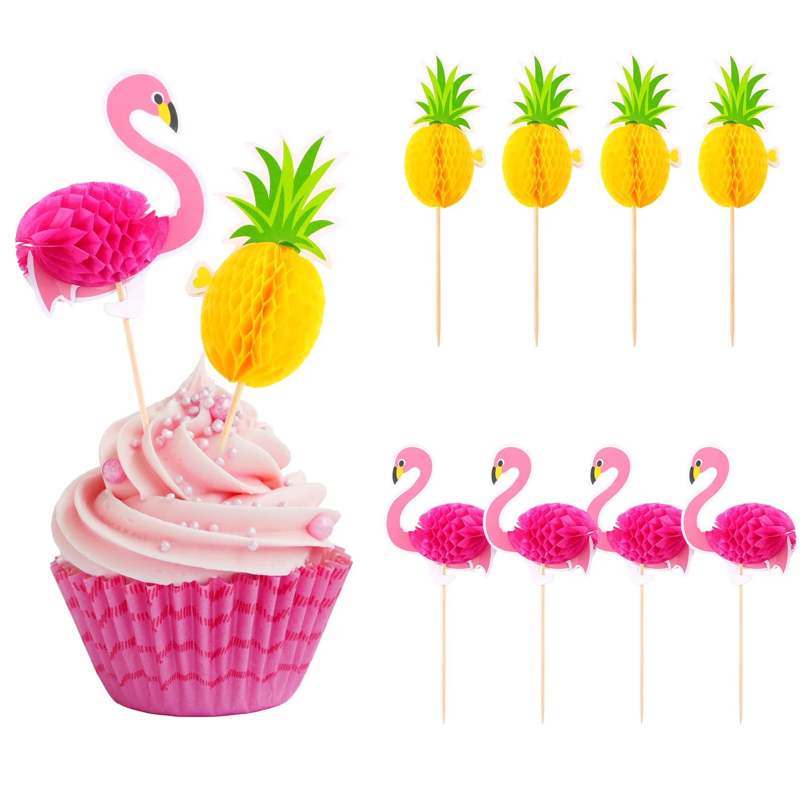 16pcs Picks Dessert Decoration Tropical Themed Cupcake Toppers Paper Cake Decorations Pineapple Paper Cake Inserts
16pcs Picks Dessert Decoration Tropical Themed Cupcake Toppers Paper Cake Decorations Pineapple Paper Cake Inserts