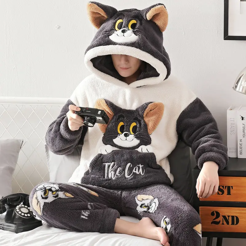 Men's Pajamas Autumn and Winter Thickened Velvet Coral Wool Teenagers Cartoon Flannel Housewear Suit Cute Women's Pajamas 
Men's Pajamas Autumn and Winter Thickened Velvet Coral Wool Teenagers Cartoon Flannel Housewear Suit Cute Women's Pajamas