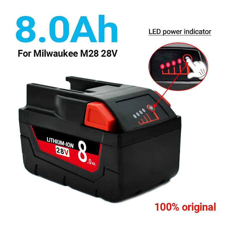 brand new M28 Battery 28V 8.0Ah Replacement Battery for Milwaukee 48-11-2830 V28 0730-20 Cordless Power Tool Battery with LED
brand new M28 Battery 28V 8.0Ah Replacement Battery for Milwaukee 48-11-2830 V28 0730-20 Cordless Power Tool Battery with LED