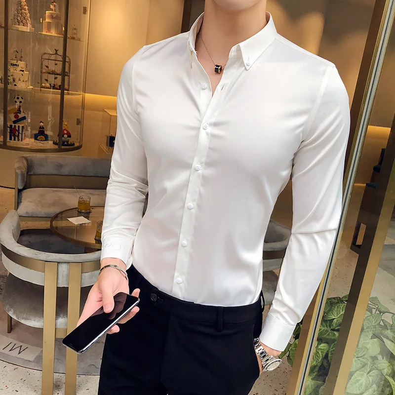 High Quality Mens Shirt Long Sleeve Solid Formal Business Shirt Slim Fit Brand Men Dress Shirts Social Turn-Down Collar
High Quality Mens Shirt Long Sleeve Solid Formal Business Shirt Slim Fit Brand Men Dress Shirts Social Turn-Down Collar