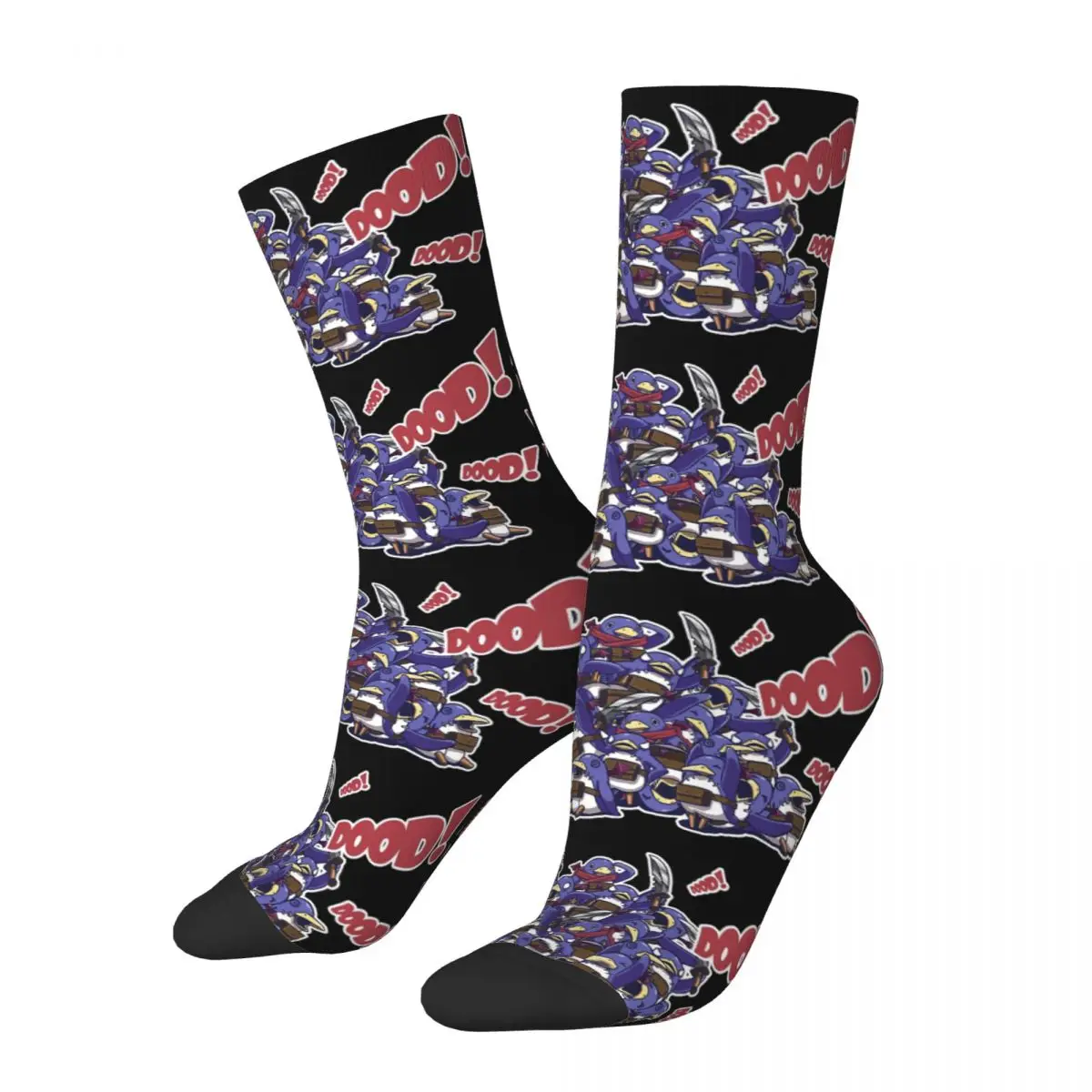 

Funny Crazy Sock for Men Prinny Dood Hip Hop Harajuku Disgaea Devil Son Happy Seamless Pattern Printed Boys Crew Sock Gift