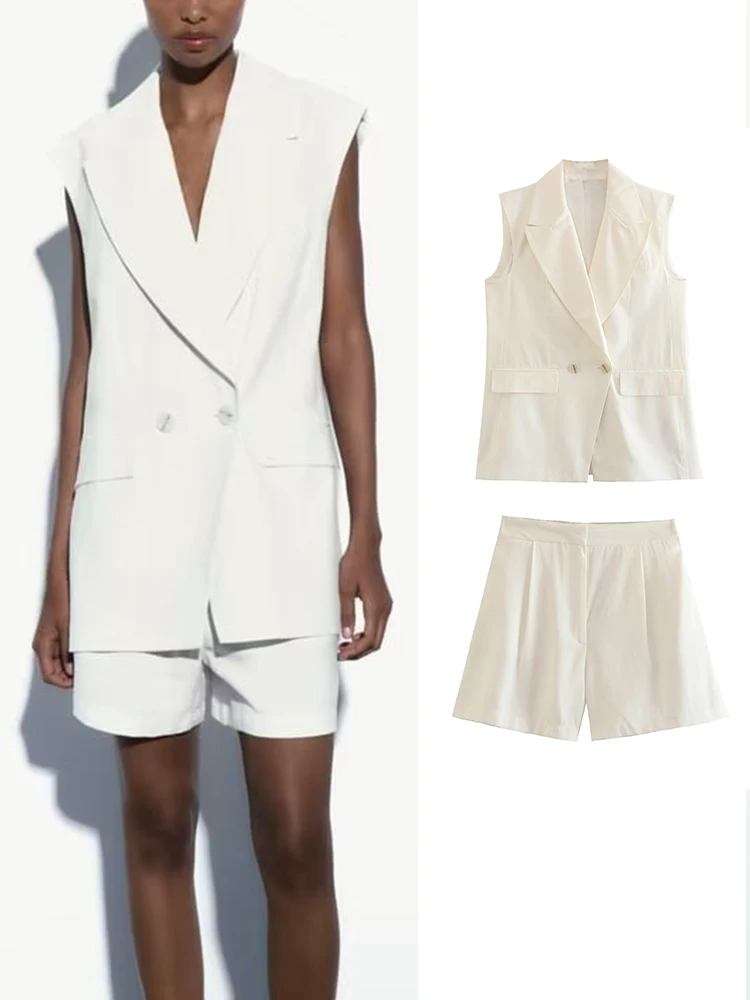Женский офисный комплект из 2 предметов, жилет и шорты-бермуды, белый костюм из двух предметов, 2023
Женский офисный комплект из 2 предметов, жилет и шорты-бермуды, белый костюм из двух предметов, 2023