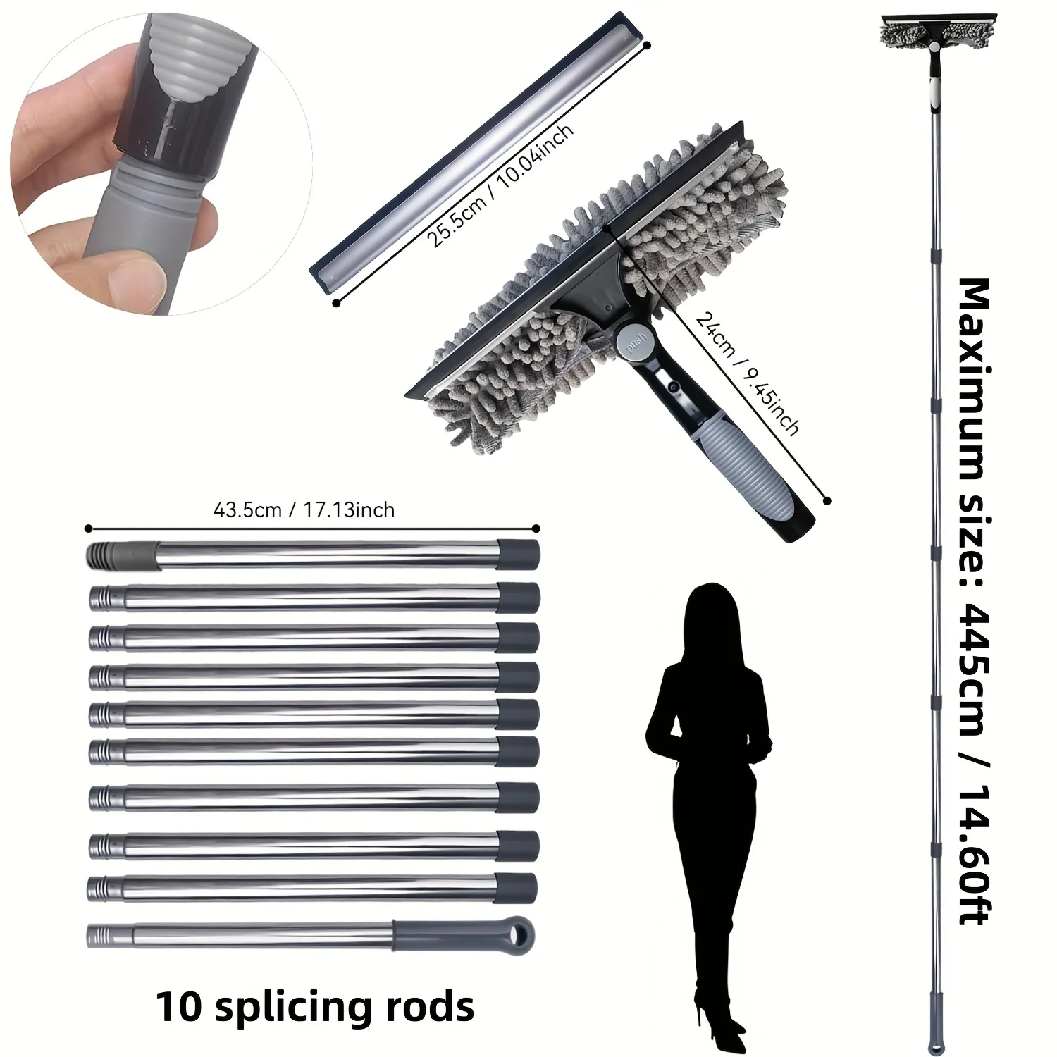 Многоразовый стеклоочиститель с телескопической ручкой 
Многоразовый стеклоочиститель с телескопической ручкой