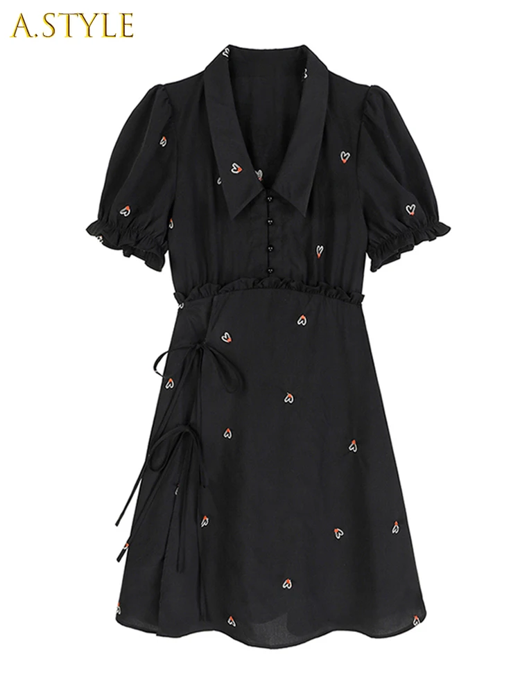 A GIRLS Mini Dress Women 2022 Summer New Casual Elegant Slim Style Puff Sleeve Turnover Collar Heart Embroidery Polo Shirt
A GIRLS Mini Dress Women 2022 Summer New Casual Elegant Slim Style Puff Sleeve Turnover Collar Heart Embroidery Polo Shirt