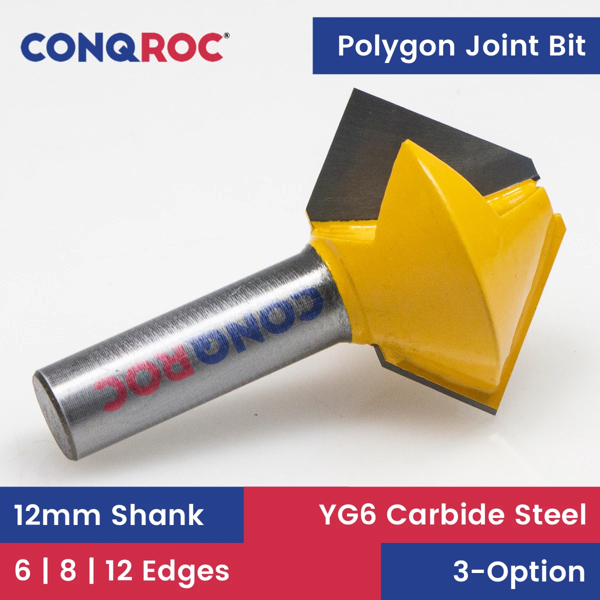 

Regular Polygon Joint Router Bit 12mm Shank Tungsten Carbide Woodworking Milling Cutter 3-Option 6 | 8 | 12 Edges