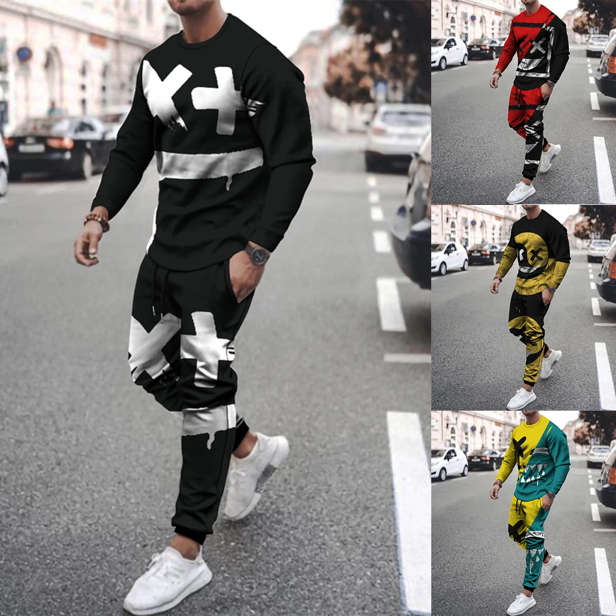 2022 Summer Men Devil Smiley Face Printing Suit Men's Splicing Fitness Clothes Men's Casual Sportswear T-shirt Pants 2-piece Set
2022 Summer Men Devil Smiley Face Printing Suit Men's Splicing Fitness Clothes Men's Casual Sportswear T-shirt Pants 2-piece Set