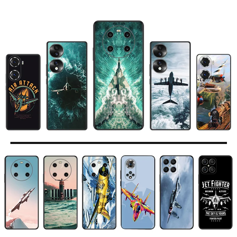 

Silicone Phone Case for Huawei Honor X40 Play 6T 6C 9A 50 X9 X6 X7 X8 Magic4 60 SE 70 Pro 8X 20 30i Fighter Aircraft Soft Cover