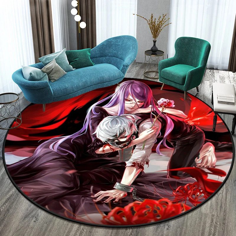

3D cartoon Tokyo Ghoul round carpet Picnic yoga play mat floor mat area rug Pet mat animation carpet decor living room mat