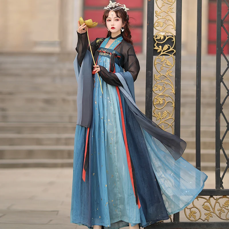 New Improved Hanfu Suit Chinese Style Female Classical Dance Clothing Tang Song Ming Dynasty Summer Clothes Blue Hanfu
New Improved Hanfu Suit Chinese Style Female Classical Dance Clothing Tang Song Ming Dynasty Summer Clothes Blue Hanfu