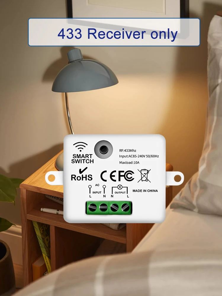 Беспроводной RF-переключатель Vacamm 433 МГц 10А
Беспроводной RF-переключатель Vacamm 433 МГц 10А