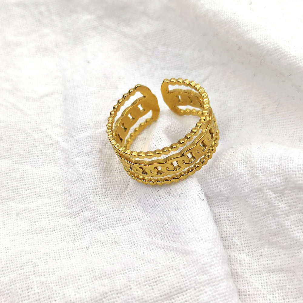 Ring for Women Personality Punk Cuban Chain Shape Stainless Steel Open Adjustable Men Ring Gold Gothic Jewelry Gift Anillo Mujer
Ring for Women Personality Punk Cuban Chain Shape Stainless Steel Open Adjustable Men Ring Gold Gothic Jewelry Gift Anillo Mujer