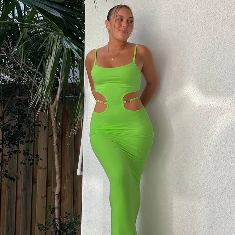 Women's Slim Fit Back Bandage Sleeveless Bodycon Dress Solid Color Spaghetti Straps Cutout Summer Long Dress
Women's Slim Fit Back Bandage Sleeveless Bodycon Dress Solid Color Spaghetti Straps Cutout Summer Long Dress
