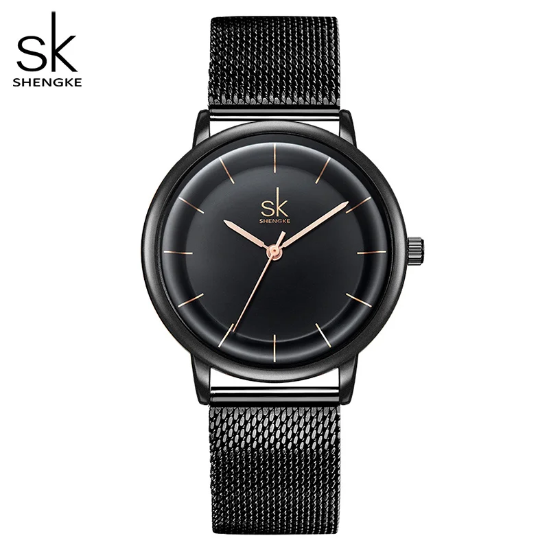 

K0110 SK кожаные часы Женские Простые Модные кварцевые часы для Reloj Mujer женские наручные часы SHENGKE Relogio Feminino