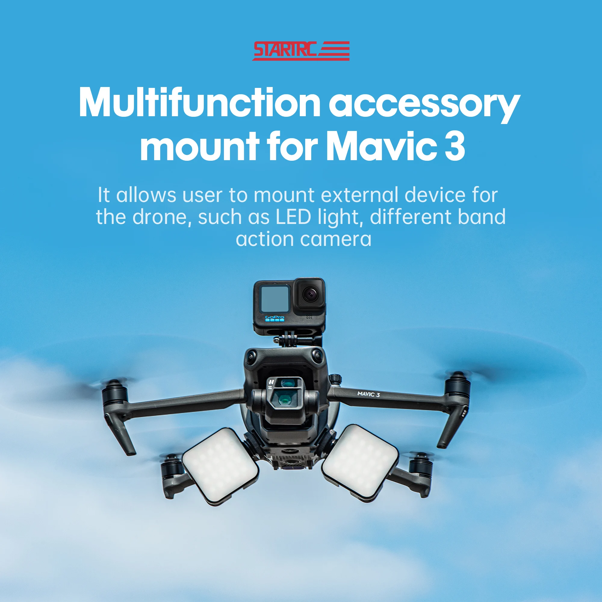 

for DJI Mavic 3 Drone Accessories Equipped with GoPro Camera Fill Light Fixture Multi-functional Expansion Bracket