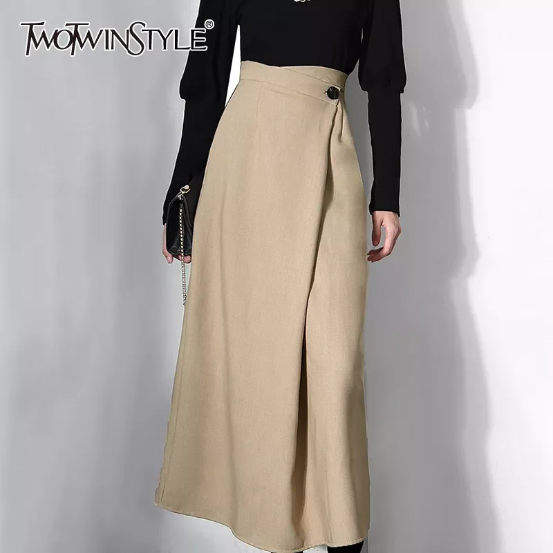 TWOTWINSTYLE Casual Solid Irregular Skirt Female High Waist Loose Asymmetrical For Women Skirts Fashion Autumn Style 2022 New
TWOTWINSTYLE Casual Solid Irregular Skirt Female High Waist Loose Asymmetrical For Women Skirts Fashion Autumn Style 2022 New