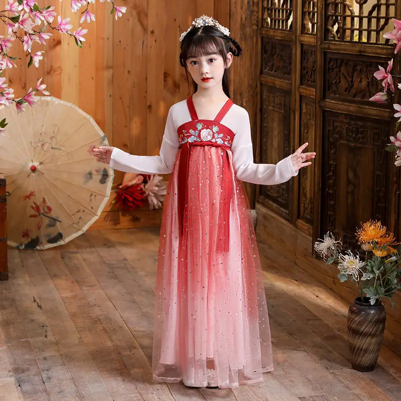 Детский костюм для косплея Hanfu, традиционное китайское платье для девочек
Детский костюм для косплея Hanfu, традиционное китайское платье для девочек