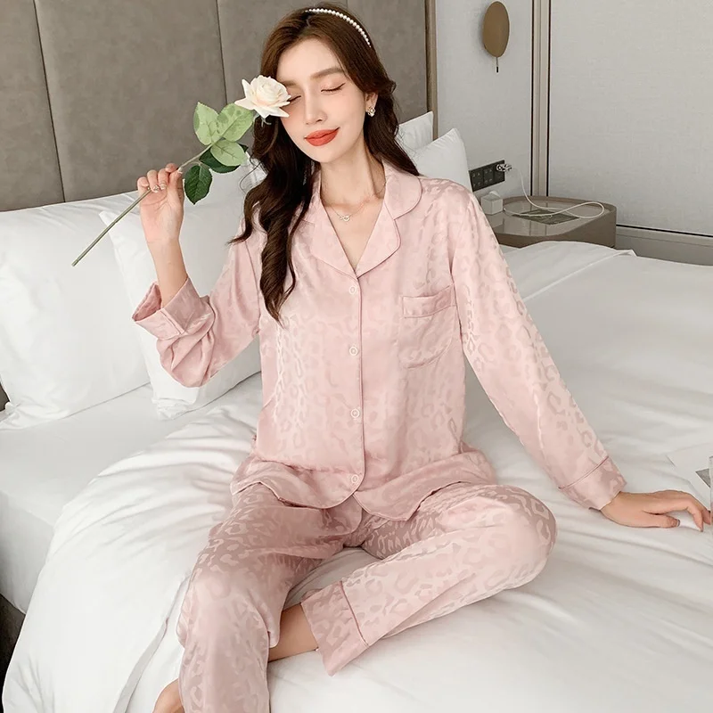 

Женский весенне-осенний пижамный комплект Lisacmvpnel из вискозы с длинным рукавом Кардиган с лацканами Корейская версия одежда для сна