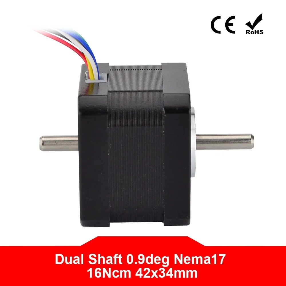 Двухвальный шаговый двигатель Nema 17 0,9 град., однополярный, 16 см (22,7 унций. Дюйма), 0,3 а, 6 выводов, 42x34 мм, для двигателя CNC XYZ для 3D-принтера 
Двухвальный шаговый двигатель Nema 17 0,9 град., однополярный, 16 см (22,7 унций. Дюйма), 0,3 а, 6 выводов, 42x34 мм, для двигателя CNC XYZ для 3D-принтера