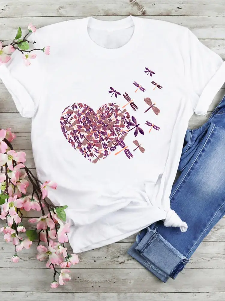 Tees Ladies Women Short Sleeve Summer Clothes Tops Female Love Heart Dragonfly Cute Fashion Cartoon Tshirts Graphic T-Shirt
Tees Ladies Women Short Sleeve Summer Clothes Tops Female Love Heart Dragonfly Cute Fashion Cartoon Tshirts Graphic T-Shirt