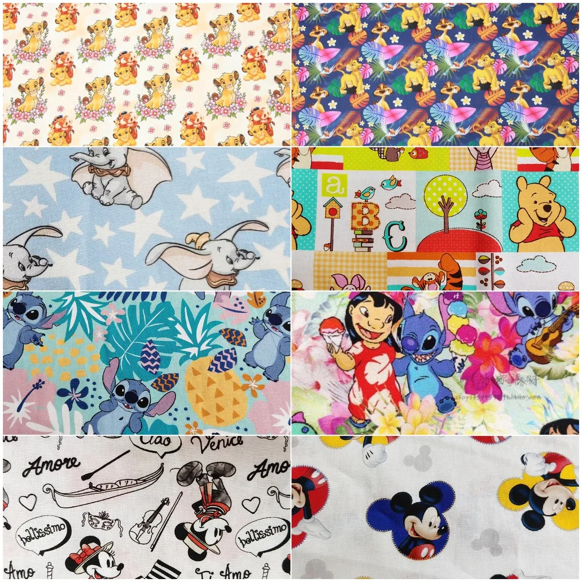 

Sale Disney The Lion King Winnie Dumbo Stitch Cotton Fabric Sew Patchwork Clothes Dress Fabric Material For Needlework Quilting