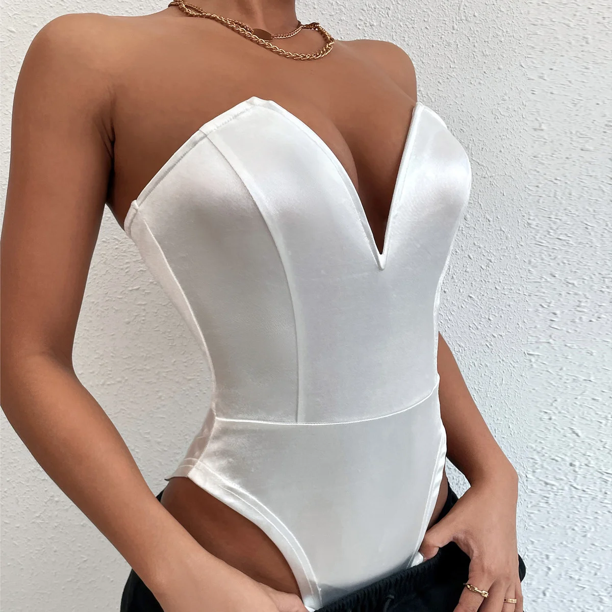 Bodysuit Women Plunge Sleeveless Femme Sexy Solid V-Neck Black Stripped Skinny Jumpsuit Pu Leather Lady Sensual Underwear
Bodysuit Women Plunge Sleeveless Femme Sexy Solid V-Neck Black Stripped Skinny Jumpsuit Pu Leather Lady Sensual Underwear