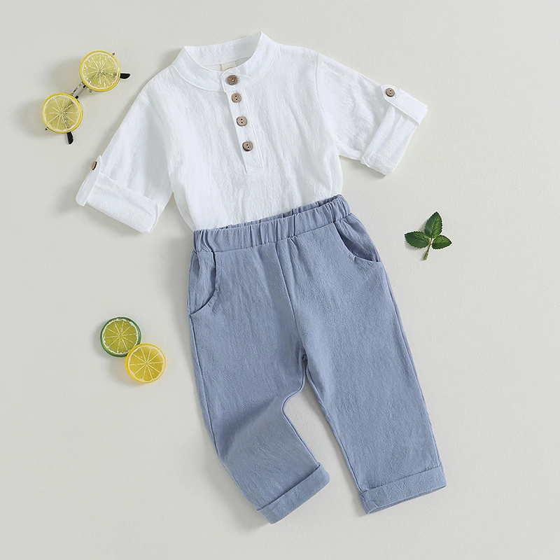 Toddler Baby Boy Clothes Cotton Linen Henley Shirts Button Down Long Sleeve Shirts Casual Pants Set
Toddler Baby Boy Clothes Cotton Linen Henley Shirts Button Down Long Sleeve Shirts Casual Pants Set