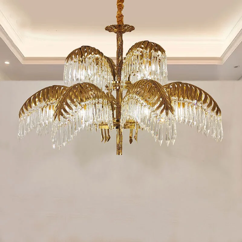 Chandeliers All Copper European Living Room Bedroom Dining Crystal Lamp Gold Luxury Villa Creative Palace Homeing Pendant Light
Chandeliers All Copper European Living Room Bedroom Dining Crystal Lamp Gold Luxury Villa Creative Palace Homeing Pendant Light