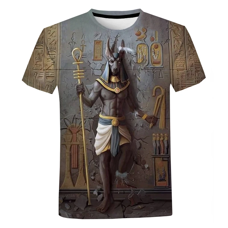 

Mysterious retro ancient house Egyptian totem 3D printing black men's T-shirt classic street casual short-sleeved shirt top