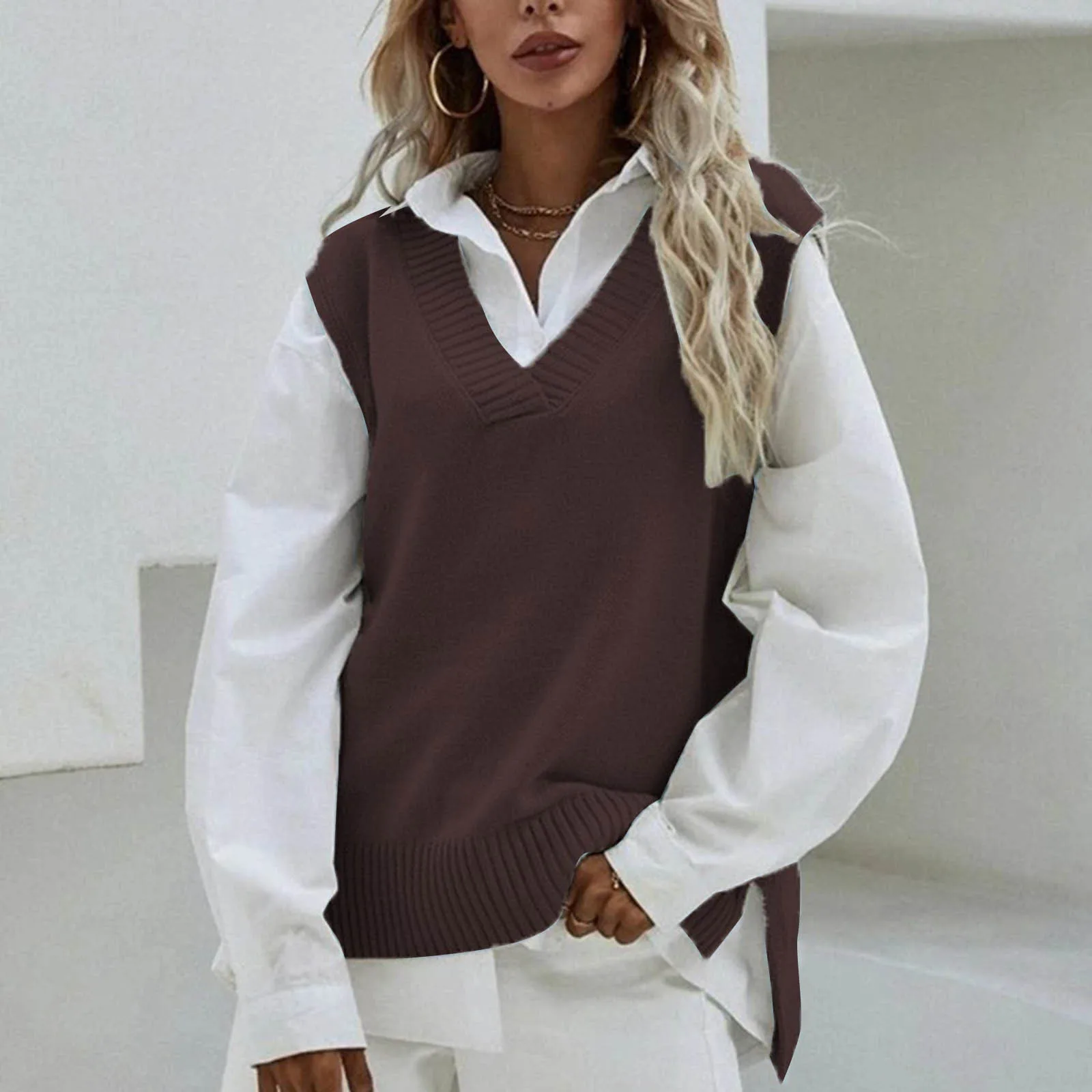 Women Solid Colour Sleeveless V Neck Loose Knit Sweater Vest Ladies Casual Autumn Pullover Tops Warmer Oversize Jumpers
Women Solid Colour Sleeveless V Neck Loose Knit Sweater Vest Ladies Casual Autumn Pullover Tops Warmer Oversize Jumpers