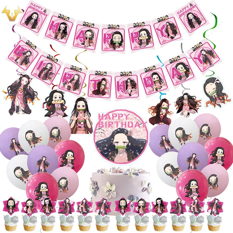 Demon Slayer Theme Nezuko Birthday Party Supplies Paper Banner Cake Topper Latex Balloon Pink Demon Slayer Party Favors For Girl
Demon Slayer Theme Nezuko Birthday Party Supplies Paper Banner Cake Topper Latex Balloon Pink Demon Slayer Party Favors For Girl