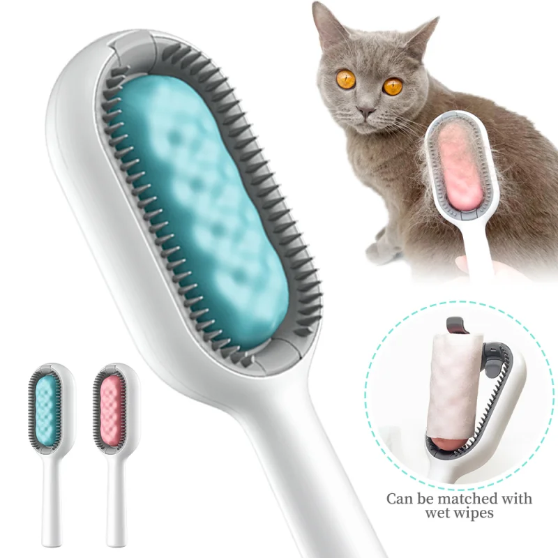 

Clean Cat Dog Hair Removal Comb with Wipes Upgraded Pet Cleaning Brush for Dog Gatos Productos Para Mascotas Grooming Supplies