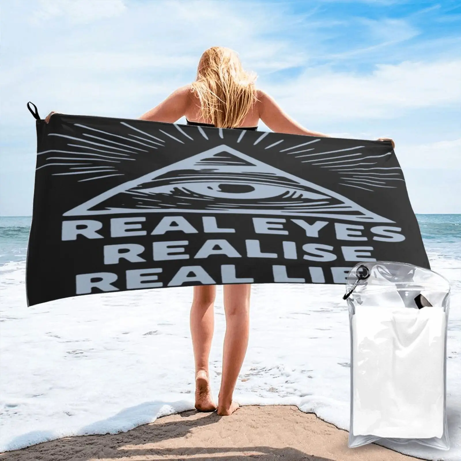 

All Seeing Eye Real Eyes Illuminati 370 Beach Towel Luxury Beach Towel Hair Towel Beachwear Hand Towel Terry Towels Bath-House