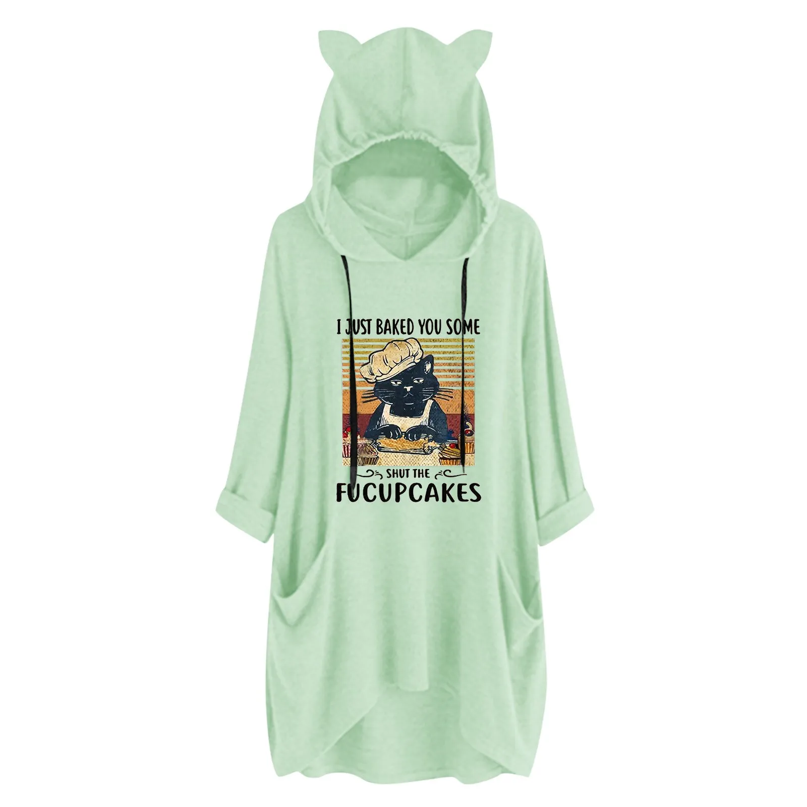 Women Cute Print Big Size Long Hooded Drawstring Pockets Cat Ear Sweatshirt Hooded Tunics Women Zipper Sweatshirt Jacket Women
Women Cute Print Big Size Long Hooded Drawstring Pockets Cat Ear Sweatshirt Hooded Tunics Women Zipper Sweatshirt Jacket Women