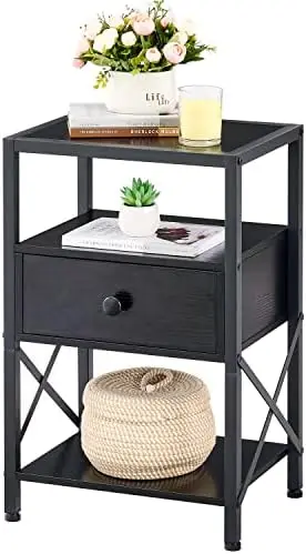 Stand with Drawer Bedside Table with Storage Shelf and X-Design Side, 3-Tier Side Table End Table for Bedroom Living Room, Rusti
Stand with Drawer Bedside Table with Storage Shelf and X-Design Side, 3-Tier Side Table End Table for Bedroom Living Room, Rusti