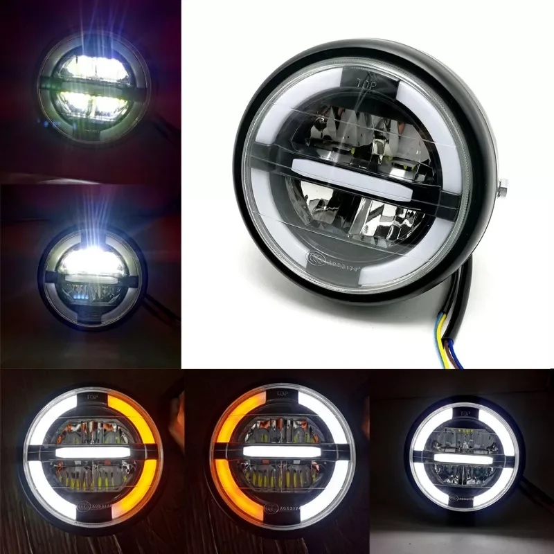 Cafe Racer Vintage Motorcycle LED Head lamp Headlamp Motorcycle Headlight Turn Signal Light LED Daytime Light 7" Round
Cafe Racer Vintage Motorcycle LED Head lamp Headlamp Motorcycle Headlight Turn Signal Light LED Daytime Light 7" Round