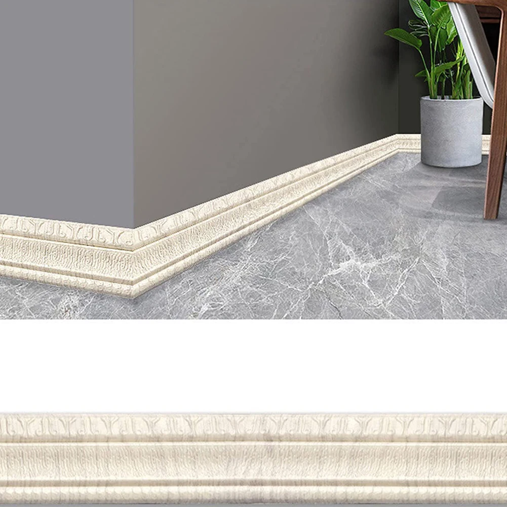 

2.3m 3D Wall Trim Line Skirting Border Self Adhesive Waterproof Baseboard Wallpaper Wall Sticker For Living Room Home Decoration