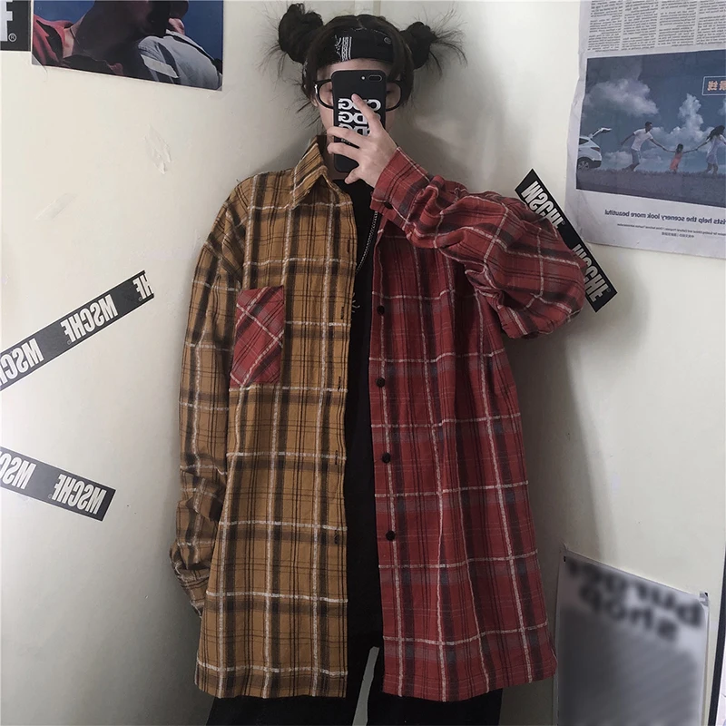 Блузка Y2K Женская с длинным рукавом, Весенняя клетчатая рубашка в стиле пэчворк, куртка в готическом стиле, уличная одежда в стиле хип-хоп, Ха... 
Блузка Y2K Женская с длинным рукавом, Весенняя клетчатая рубашка в стиле пэчворк, куртка в готическом стиле, уличная одежда в стиле хип-хоп, Ха...