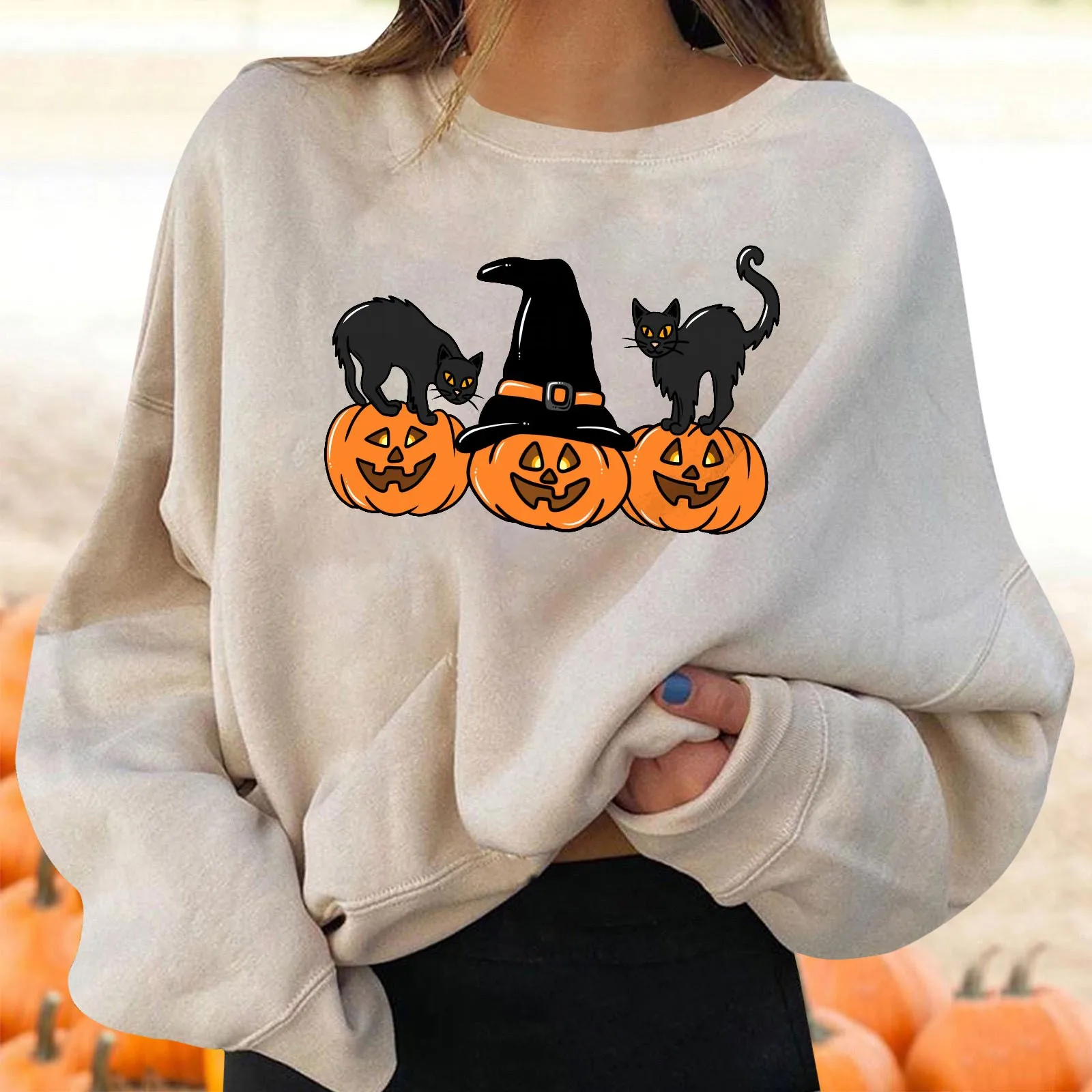 Women's Halloween Pullovers Fun Graphic Print Round Neck Long Sleeve Sweatshirt Tops Hoodies Teen Girls Cute Sweatshirts
Women's Halloween Pullovers Fun Graphic Print Round Neck Long Sleeve Sweatshirt Tops Hoodies Teen Girls Cute Sweatshirts