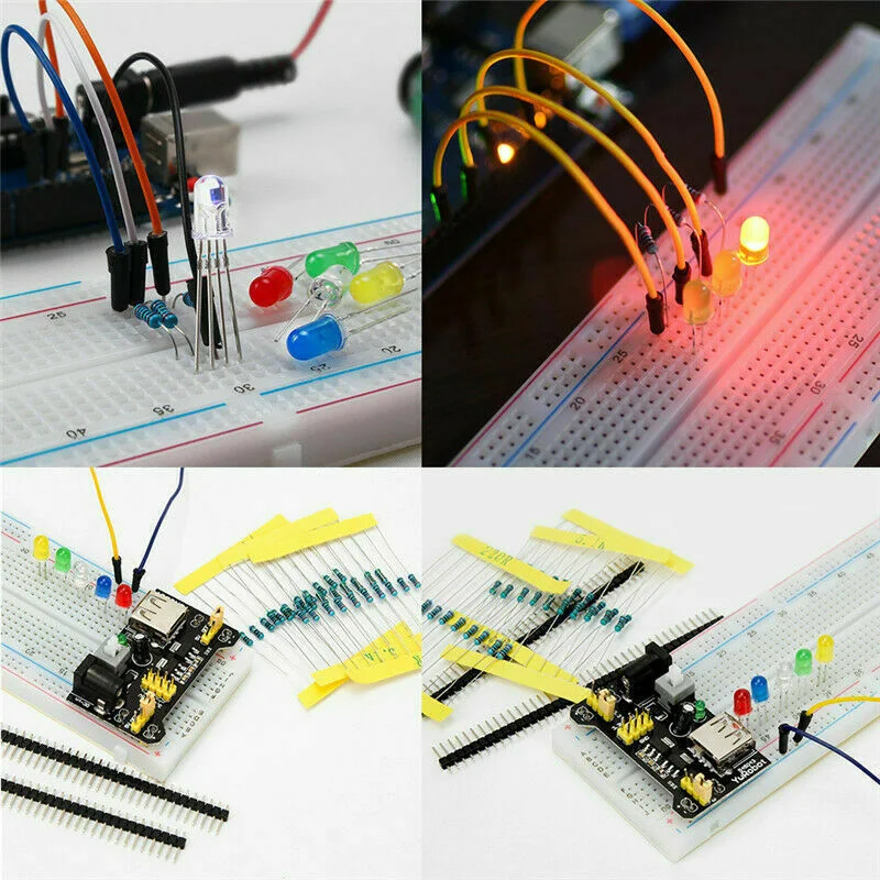 

830 Breadboard Cable Resistor Electronic Component Starter Kit For Arduino Ecoflow Flipper Zero Tools Popsocket Pasta Termica