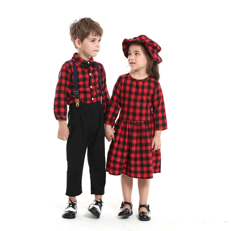 top and top New Fashion Brother and Sister Matching Outfits Plaid Style Baby Boys Gentleman Clothing Sets Cute Infant Girl Suits
top and top New Fashion Brother and Sister Matching Outfits Plaid Style Baby Boys Gentleman Clothing Sets Cute Infant Girl Suits
