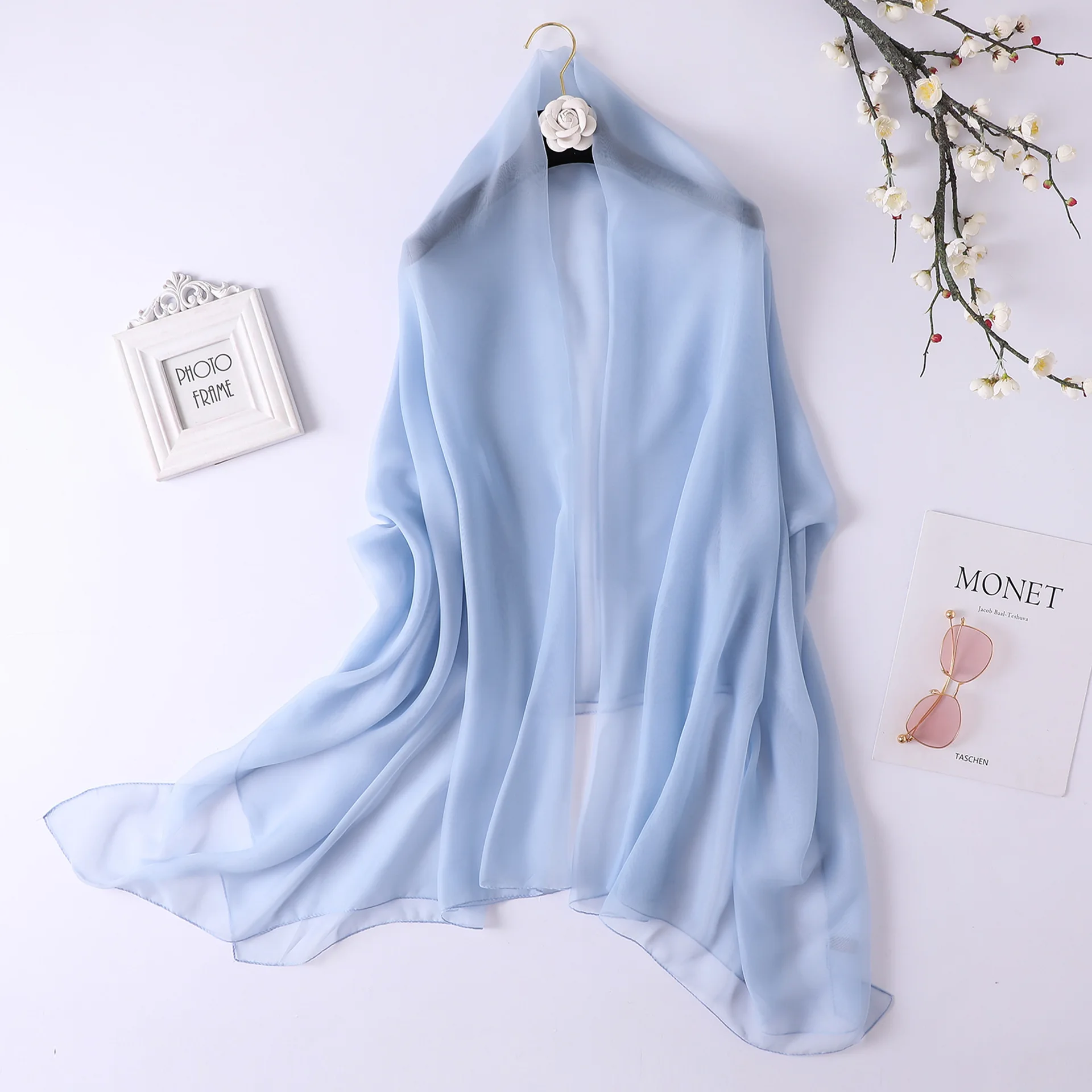 

Fashion Party Scarves Shawl Elegant Women Lady Vintage Long Soft Cotton Voile gray22