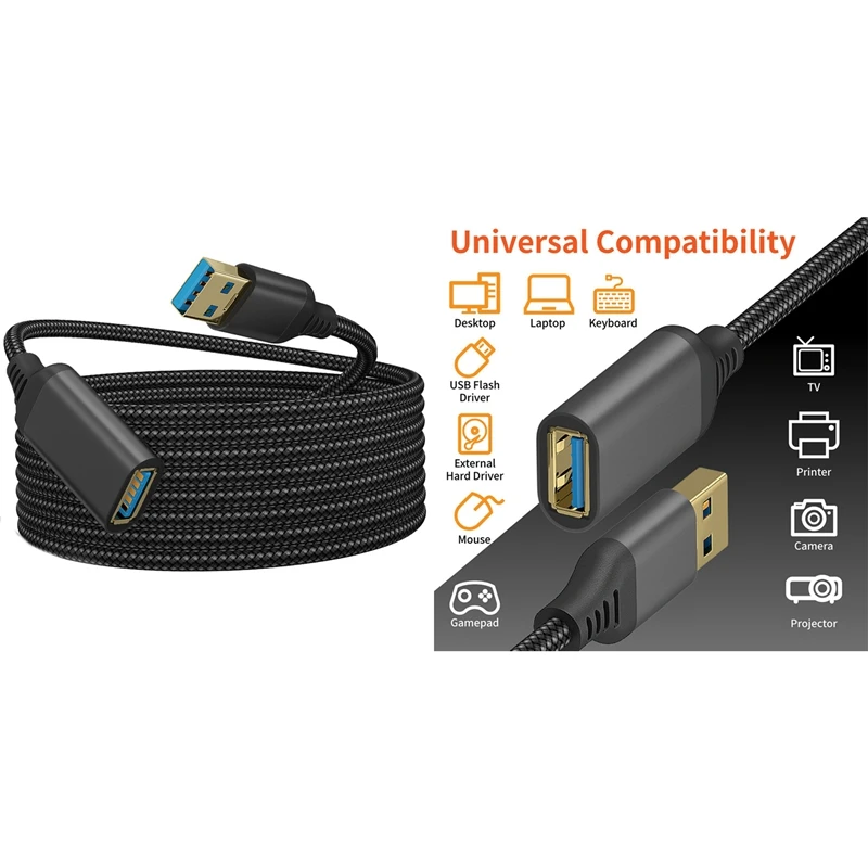 Удлинительный кабель USB 3.0 типа A «Папа-мама», Прочный Плетеный материал, кабель для передачи данных высокого качества
Удлинительный кабель USB 3.0 типа A «Папа-мама», Прочный Плетеный материал, кабель для передачи данных высокого качества