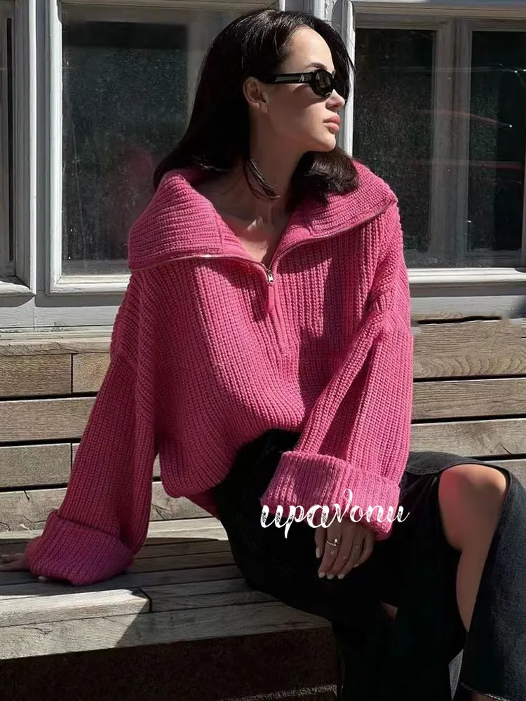 High Street Women'S Knitting Sweater Pullover 2022 Autumn Wear Lapel Front Zipper Horn Long Sleeve Loose Short Knitting Sweater
High Street Women'S Knitting Sweater Pullover 2022 Autumn Wear Lapel Front Zipper Horn Long Sleeve Loose Short Knitting Sweater