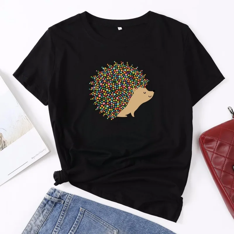 Women T Shirt Summer Short Sleeve Cotton Plus Size 5XL Cartoon Hedgehog Print Casual O Neck Female Tshirt Graphic Tees Tops
Women T Shirt Summer Short Sleeve Cotton Plus Size 5XL Cartoon Hedgehog Print Casual O Neck Female Tshirt Graphic Tees Tops