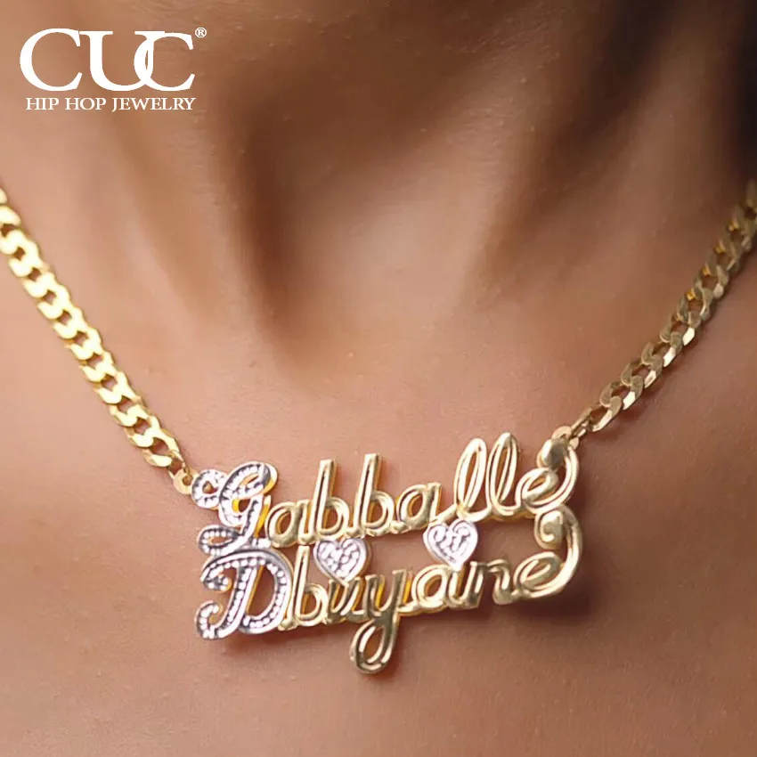 CUC Double Plated Couples Name Necklace Chain Custom DIY Cursive Letter Logo Pendant Women Jewelry
CUC Double Plated Couples Name Necklace Chain Custom DIY Cursive Letter Logo Pendant Women Jewelry