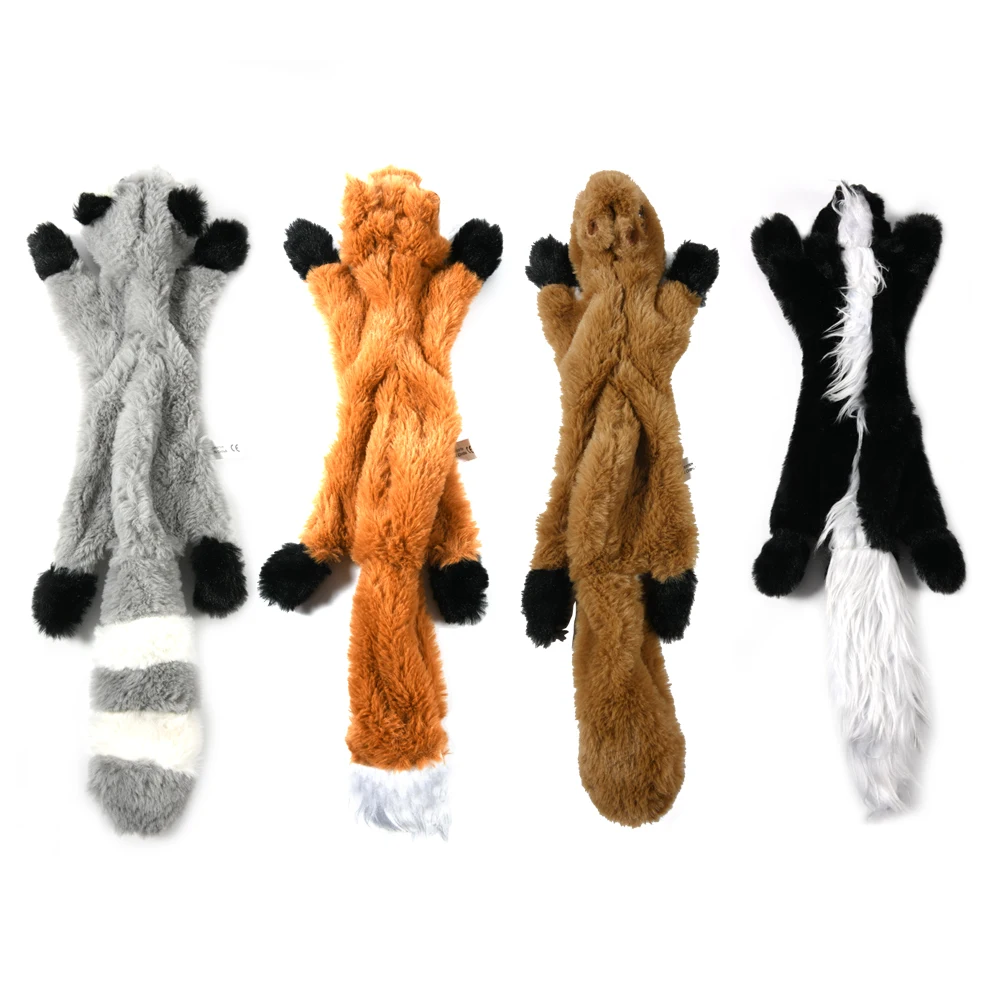 

2022 New Cute Plush Toys Squeak Wolf Rabbit Animal Plush Toy Dog Chew Squeaky Whistling Involved Squirrel Dog Toys