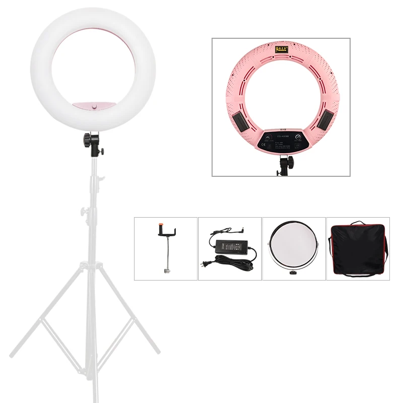 Yidoblo Pink FS-480II Camera Photo/Studio/Phone/Video 18' 48W 240 LEDs Ring Light + Bag 5500K Photography Dimmable Ring Lamp Kit
Yidoblo Pink FS-480II Camera Photo/Studio/Phone/Video 18' 48W 240 LEDs Ring Light + Bag 5500K Photography Dimmable Ring Lamp Kit